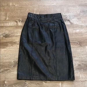 Leather Knee Length Skirt